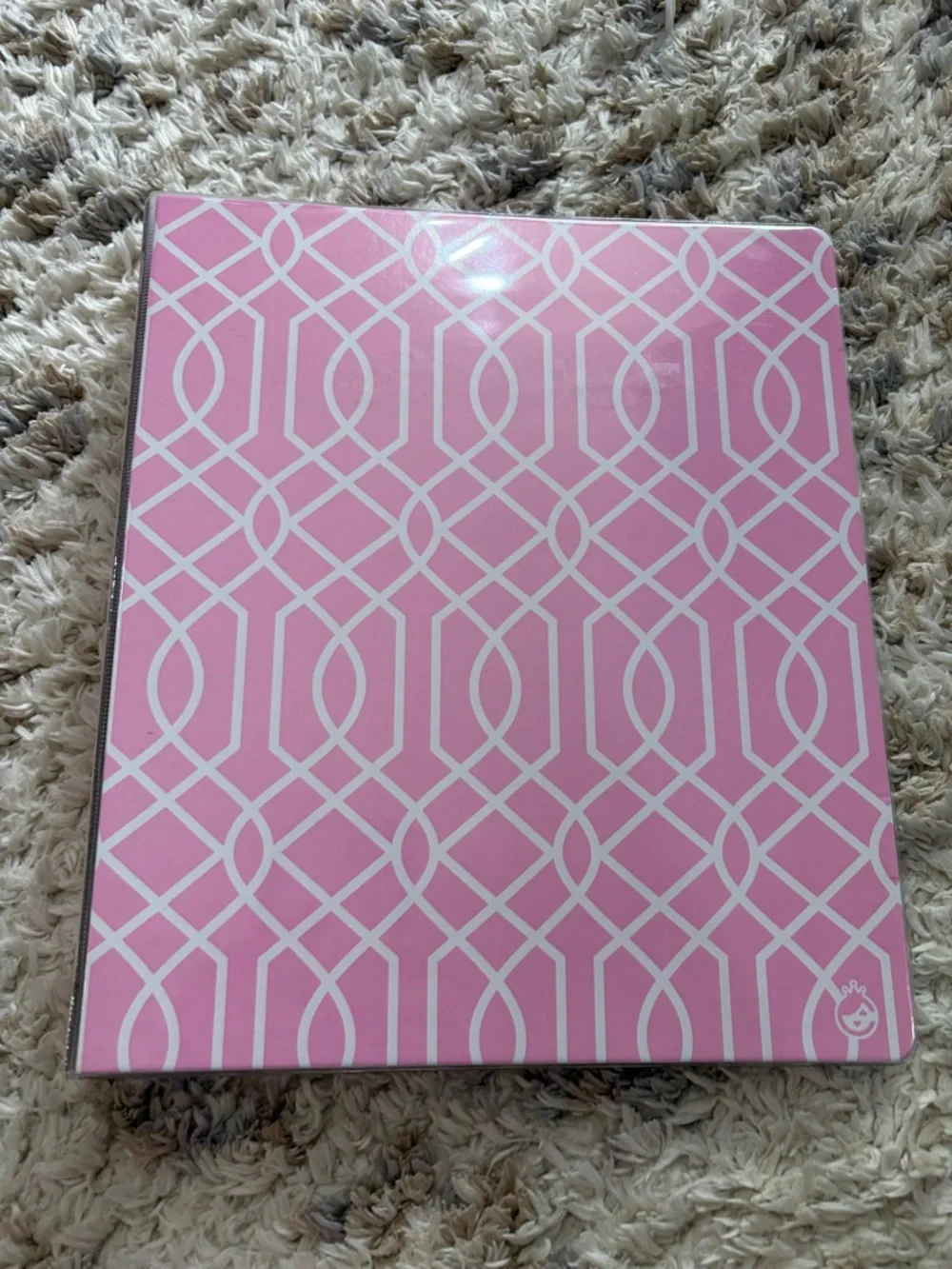 Pink 1” Geometric Pattern Binder
